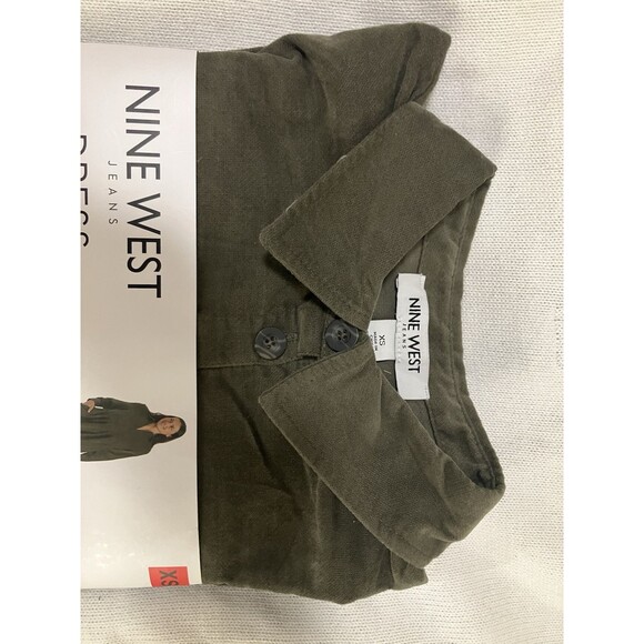 Nine West Jean Dress Womens XS Green 100% Cotton Pockets Soft Denim Knee Length - Picture 4 of 11